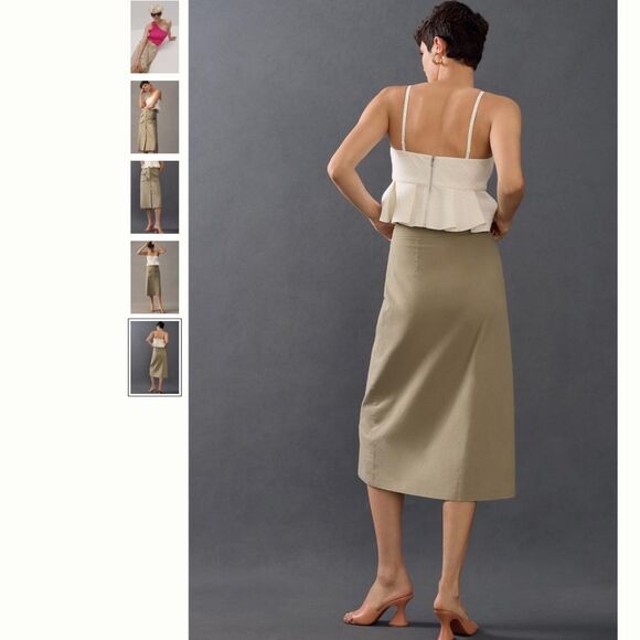 Anthropologie Mare Mare Cotton Linen Buttondown Utility Skirt - Picture 3 of 5